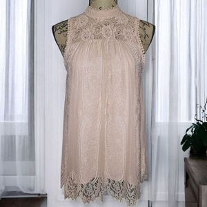 Altar'd State Lace Blouse in Blush Pink Size S